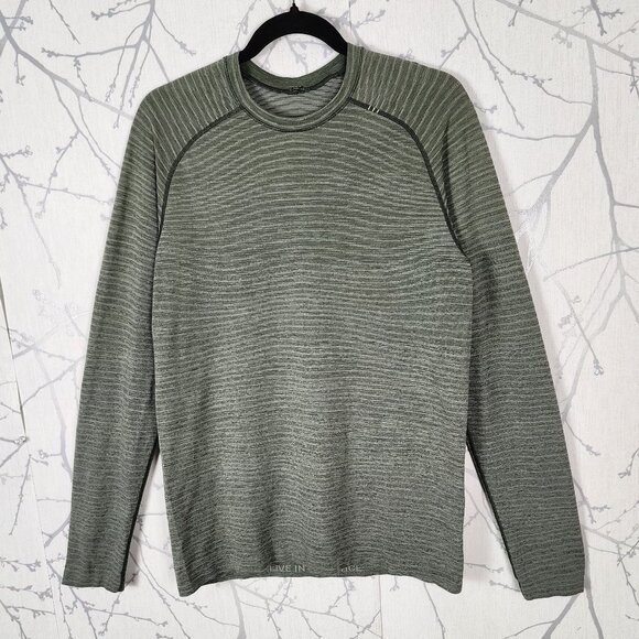 Lululemon Green Stripe Metal Vent Tech Long Sleeve - Picture 2 of 5